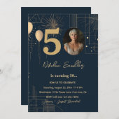 Formeel en klassiek 50 verjaardagsfeest kaart (Voorkant / Achterkant)