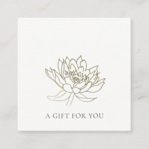 FORMEEL FAUX GOLD LOTUS FLORAL GIFT-CERTIFICAAT VIERKANTE VISITEKAARTJE