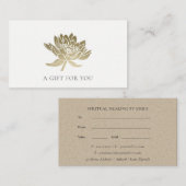 FORMEEL FAUX GOLD LOTUS FLORAL GIFT-CERTIFICAAT VISITEKAARTJE (Voorkant / Achterkant)