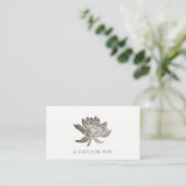 FORMEEL FAUX SILVER LOTUS FLORAL GIFT-CERTIFICAAT VISITEKAARTJE (Staand voorkant)