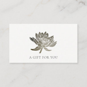FORMEEL FAUX SILVER LOTUS FLORAL GIFT-CERTIFICAAT VISITEKAARTJE