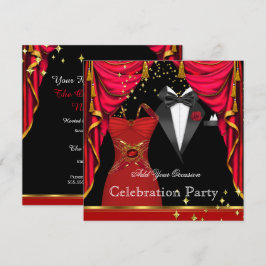 Formeel Feest Elegante Smoking Rode Jurk Evenement Kaart