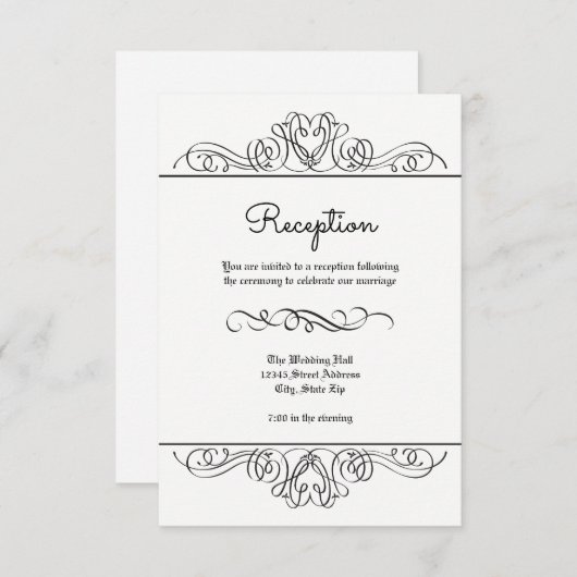 Formeel flourish - Opvanguitnodiging Kaart (Voorkant / Achterkant)