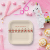 Formeel gestileerd vierkant papieren bordje (Feest)