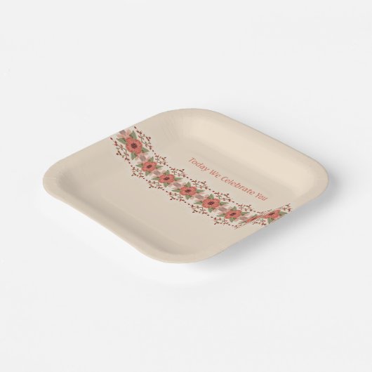 Formeel gestileerd vierkant papieren bordje (Gebogen)