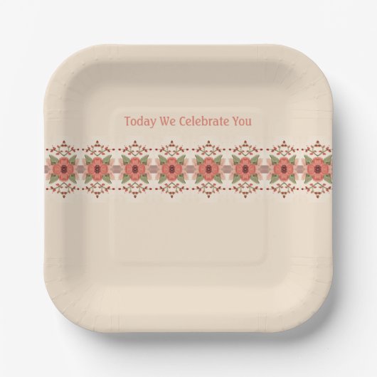 Formeel gestileerd vierkant papieren bordje (Voorkant)