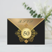 Formeel Gold Black 50e verjaardag Jubileum RSVP (Staand voorkant)