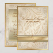 Formeel goud Damask Repetitie Diner Uitnodiging (Voorkant / Achterkant)