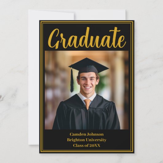 Formeel Goud Zwart Afstuderen Foto 2025 Afstuderen Aankondiging (Voorkant)