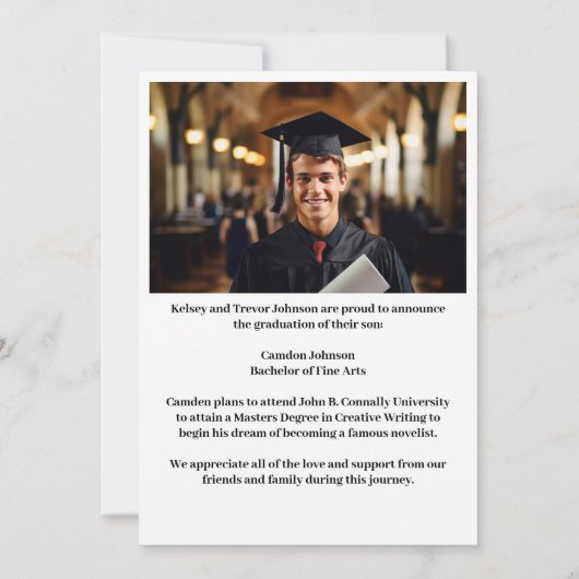 Formeel Goud Zwart Afstuderen Foto 2025 Afstuderen Aankondiging (Achterkant)