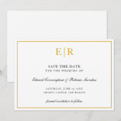 Formeel Gouden Monogram Eenvoudig Elegant Trouwfee Save The Date (Voorkant / Achterkant)