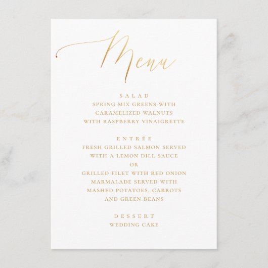 formeel goudscript | Minimalistische elegante brui Menu (Voorkant)
