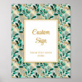 Formeel Hunter Green Gold Greenery Aangepast teken Poster (Voorkant)