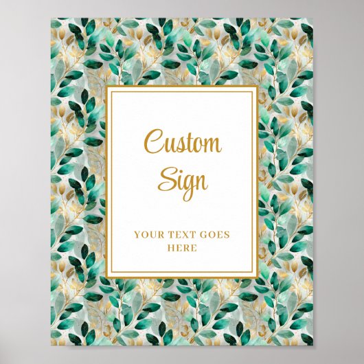 Formeel Hunter Green Gold Greenery Aangepast teken Poster (Voorkant)
