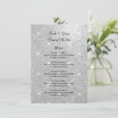 Formeel huwelijksmenu met glamoureuze glitterprint menu (Staand voorkant)