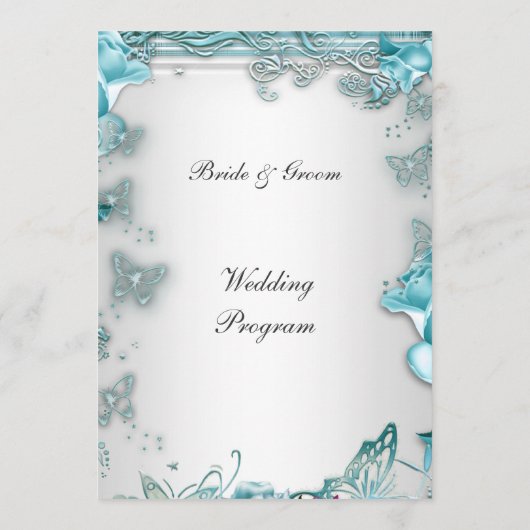 Formeel huwelijksprogramma blauw programmakaart (Achterkant)