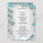 Formeel huwelijksprogramma blauw programmakaart (Voorkant / Achterkant)