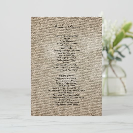 Formeel huwelijksprogramma programmakaart (Staand voorkant)