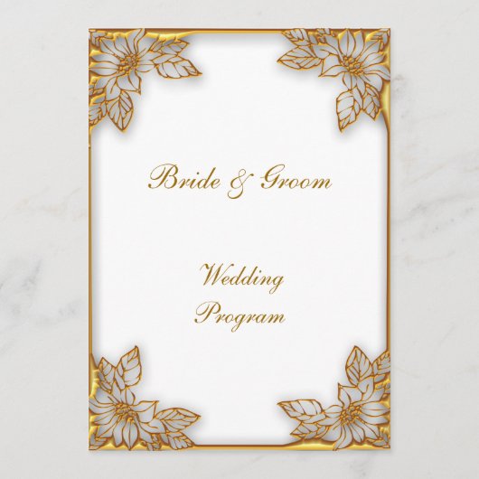 Formeel huwelijksprogramma wit en goud programmakaart (Achterkant)