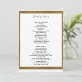 Formeel huwelijksprogramma wit en goud programmakaart (Staand voorkant)
