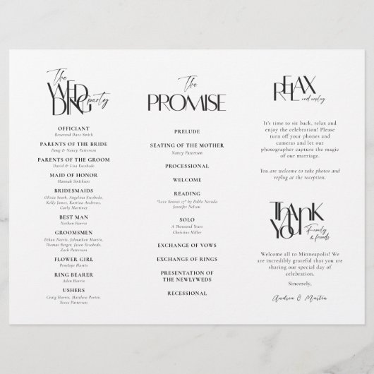 Formeel huwelijksprogramma zwart wit (Achterkant)