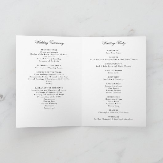 Formeel Katholiek Trouwprogramma Boekje Kaart (Binnen)