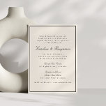 Formeel Klassiek Border Script Elegant Bruiloft Iv Kaart<br><div class="desc">Formele Klassieke Traditionele Script Elegante Huwelijksuitnodiging met Smalle Rand en Online RSVP Details in Ivoorcrème</div>