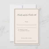Formeel Klassiek Border Script Elegant Bruiloft Iv RSVP Kaartje (Voorkant)