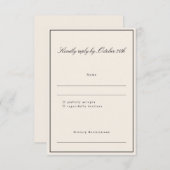 Formeel Klassiek Border Script Elegant Bruiloft Iv RSVP Kaartje (Voorkant / Achterkant)