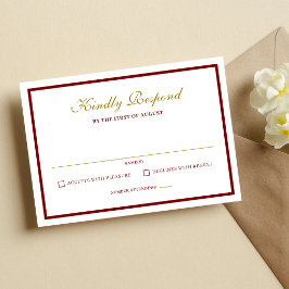 Formeel Klassiek Bruine en Gouden Monogram Trouwen RSVP Kaartje