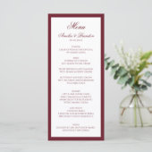 Formeel Klassiek Diep Bourgondië Rand Script Bruil Menu (Staand voorkant)