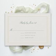 Formeel Klassiek Groen Elegant Ecru Huwelijks RSVP
