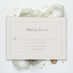 Formeel Klassiek Groen Elegant Ecru Huwelijks RSVP