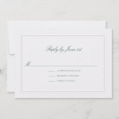 Formeel Klassiek Groen Elegant Parel Bruiloft RSVP (Voorkant)