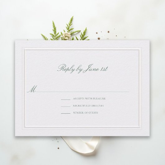 Formeel Klassiek Groen Elegant Parel Bruiloft RSVP