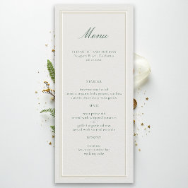 Formeel Klassiek Groen Kader Ecru Elegant Huwelijk Menu