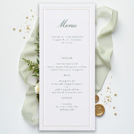 Formeel Klassiek Groen Kader Parel Elegant Huwelij Menu