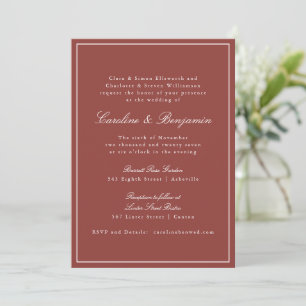 Formeel Klassiek Roest Rood Schrift Elegant Huweli Kaart