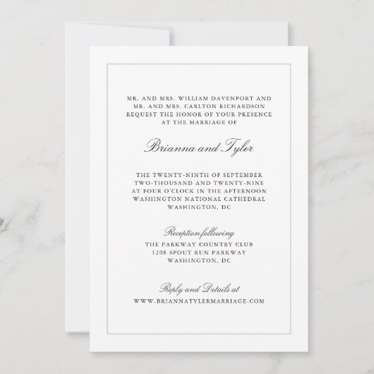Formeel Klassiek Script Elegant RSVP Bruiloft Kaart (Voorkant)