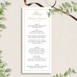 Formeel Klassiek Script Zwart en Goud Trouwen Menu<br><div class="desc">Introductie van ons Formal Classic Script Black and Gold Wedding Menu, een verfijnde en luxe manier om uw receptie eetdetails te cadeaus. Het menu heeft een heldere witte achtergrond en is versierd met elegante zwarte tekst en verfijnde accenten van het gouden schrift. Perfect geschikt voor formele bruiloften, straalt dit ontwerp...</div>