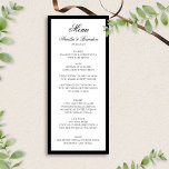 Formeel Klassiek Script Zwart-wit bruiloft Menu<br><div class="desc">Verhoog uw receptie met ons formele Classic Script Black and White Wedding Menu. Dit prachtig ontworpen menu heeft een tijdloos zwart-wit kleurenpalet,  versterkt met elegante scripttypografie voor een vleugje sophisticatie. Perfect voor zwart-stropdas of officiële bruiloften,  dit menu straalt klasse en verfijning uit.</div>