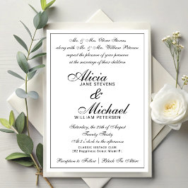 Formeel klassiek traditioneel vintage witte trouwd kaart