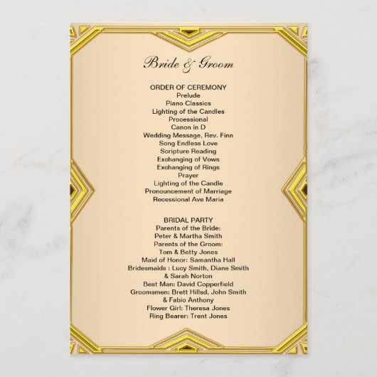 Formeel Klassiek Trouwprogramma Programmakaart (Voorkant)