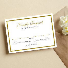 Formeel Klassiek Zwart Gouden Monogram Trouwen RSVP Kaartje