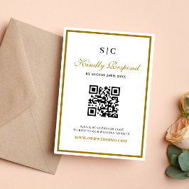 Formeel Klassiek Zwart Gouden Monogram Trouwen RSVP Kaartje