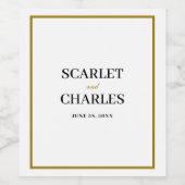 Formeel Klassiek Zwart Gouden Monogram Trouwen Wijn Etiket (Enkel label)