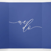 Formeel kobalt blauw manuscript wij Modern Weddens Drieluik Kaart (Binnenkant midden)