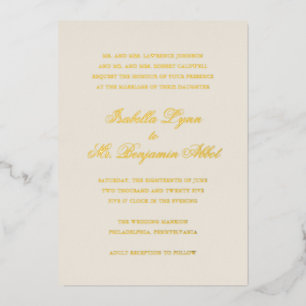 Formeel legant traditioneel goudhuwelijk folie uitnodiging