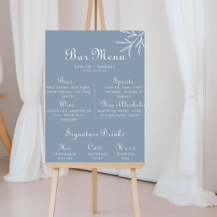 Formeel minimaal menu Stusty Blue Wedding Bar Poster