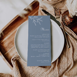 Formeel Minimale Stusty Blue Wedding Menu